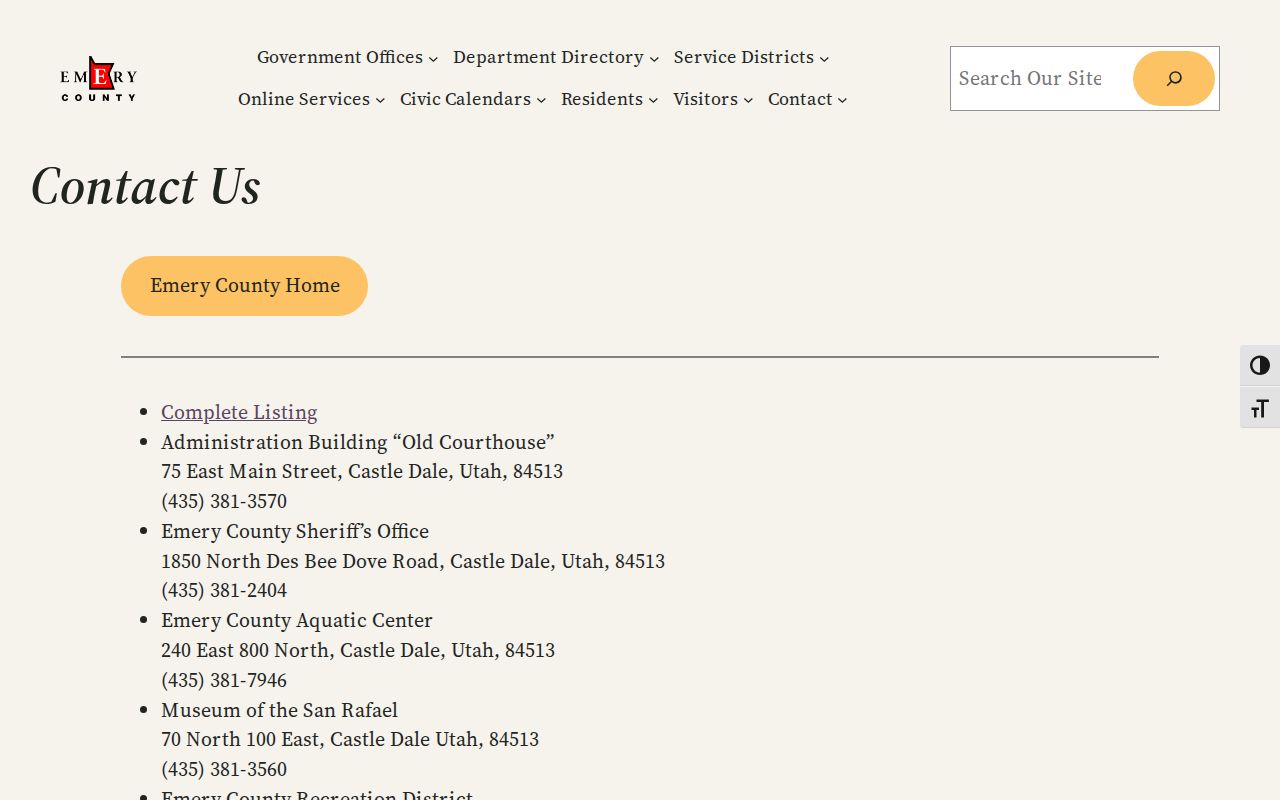 Emery County Jail release record address and phone