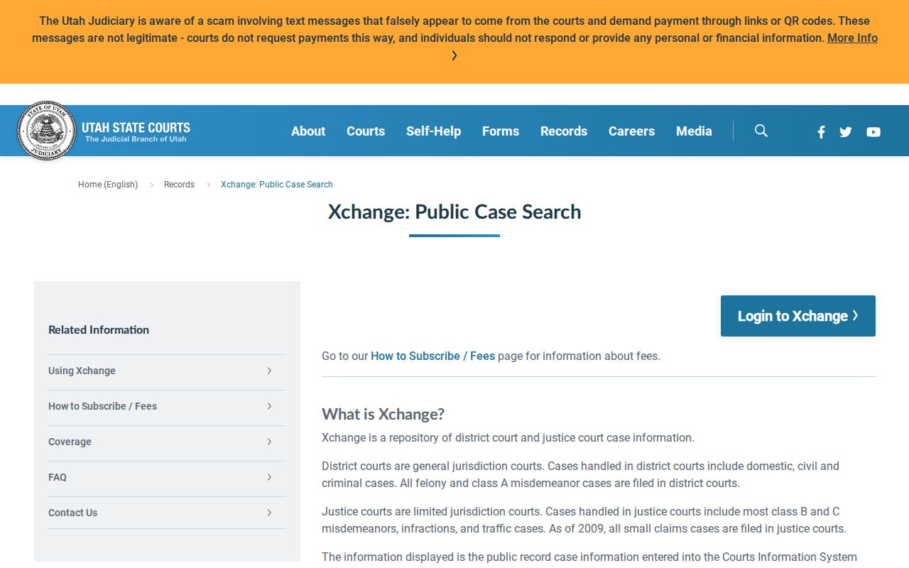 Emery County release record Xchange court access information