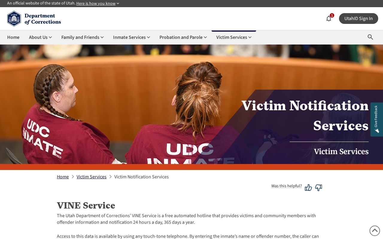Utah VINE notification registration instructions for Emery County release alerts